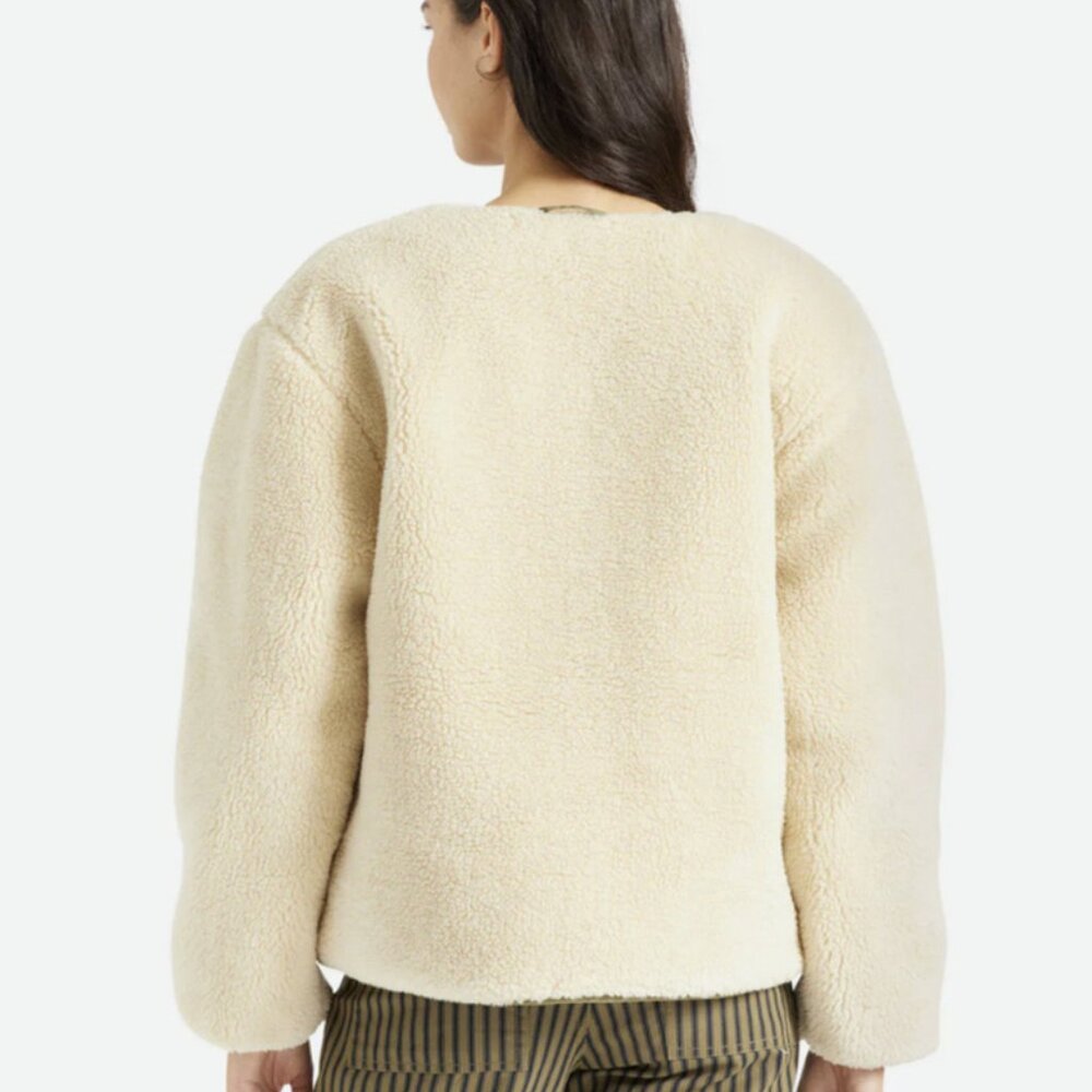 Brixton Sherpa Reversible‎ Insulated Jacket Cream Olive M Cozy Gorpcore Neutral - Picture 6 of 16